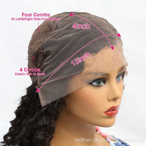 150 Density Human Hair Water Wave Wig Brazilian Lace Front Wig Pre Plucked with Baby Hair Remy Hair Wigs for Black Women